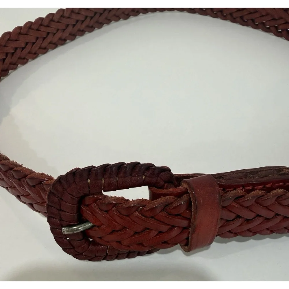 VTG Polo Ralph Lauren Women's Braided Red Leather Belt England Size‎ 1X32.5